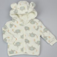 F32569:  Baby Elephant Print Hooded Cuddle Fleece Jacket (6-24 Months)